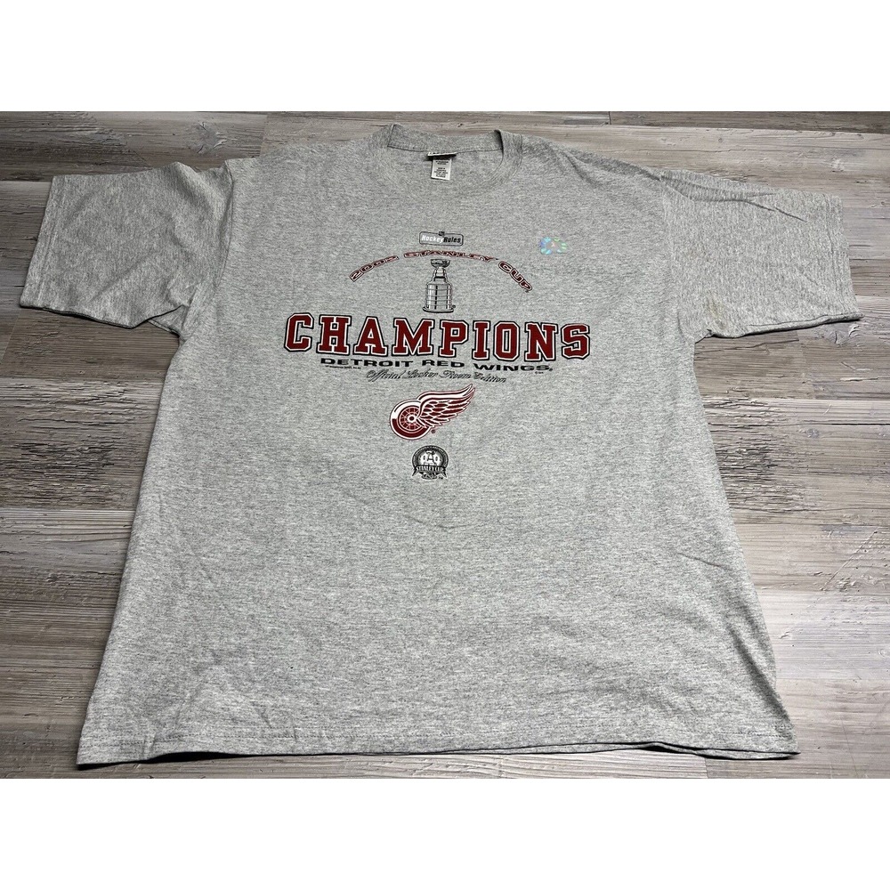 Vintage 2002 Detroit Red Wings Stanley Cup Champions T Shirt Size XL NHL Hockey‎
